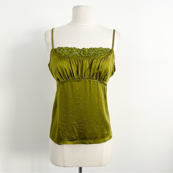 Vintage Silk Y2K Tommy Hilfiger Lace Trim Fairy Core Green Top Size Large (L) - Picture 8 of 8